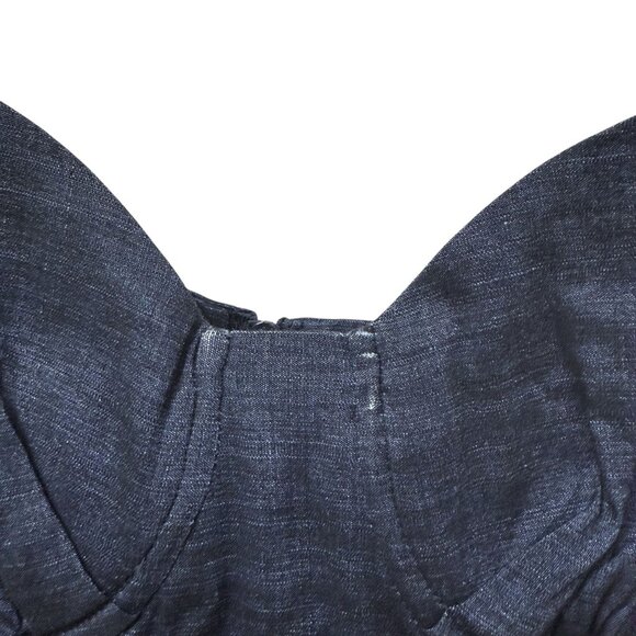 Annelore Denim Corset Top Size 10 Blue Stretch Linen Blend Bustier Camisole - Picture 10 of 10